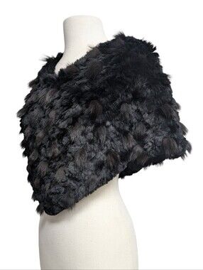 Il Fait Froid Fox & Rabbit Fur Vintage Capalet Cape Black